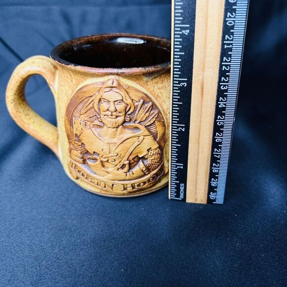 RARE Pottery ROBIN HOOD Mug Cup Hand Made OOAK - Picture 8 of 9
